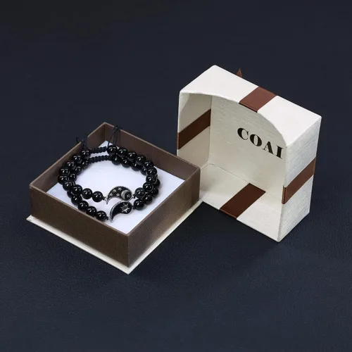 Vista 7 de COAI Yin Yang - Pulseras de piedra para parejas con diseño de My Sun and Stars Moon of My Life, Piedra, Ónix mate y howlita