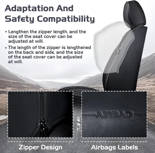 Vista 3 de Fundas de Asiento de Coche para Nissan Murano 2003-2026, Funda de Asiento Delantero Impermeable de Cuero Nappa, Protector de Asiento Automotriz Negro