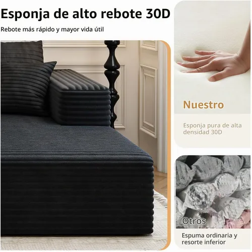 Vista 5 de Sofá seccional modular Cloud de 107.5 pulgadas con chaise en forma de L, sofás tapizados modernos minimalistas para sala de estar y dormitorio, sofá
