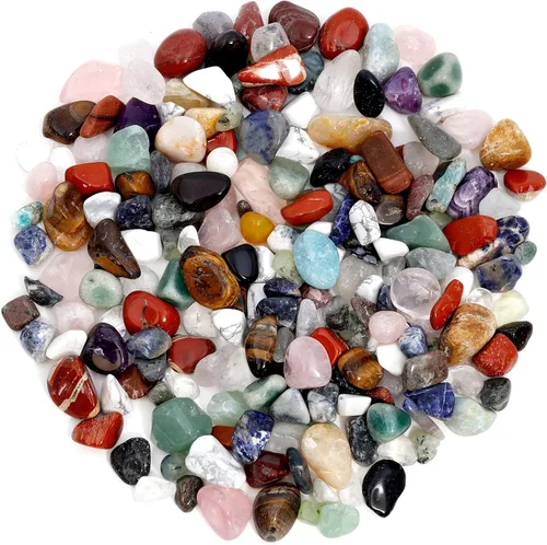 Vista 3 de Piedras naturales pulidas más hoja de identificación educativa y libro de 24 páginas de rocas y minerales (en inglés). Tamaño medio de la piedra 34