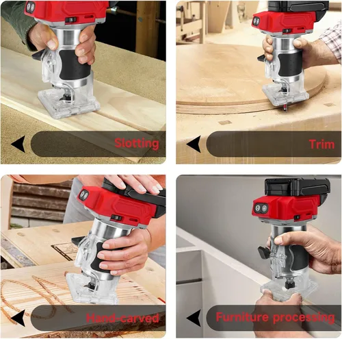 Vista 7 de Enrutador compacto inalámbrico para batería Milwaukee de 18 V, enrutador recortador sin escobillas de 800 W con 5 velocidades variables, 30000 RPM