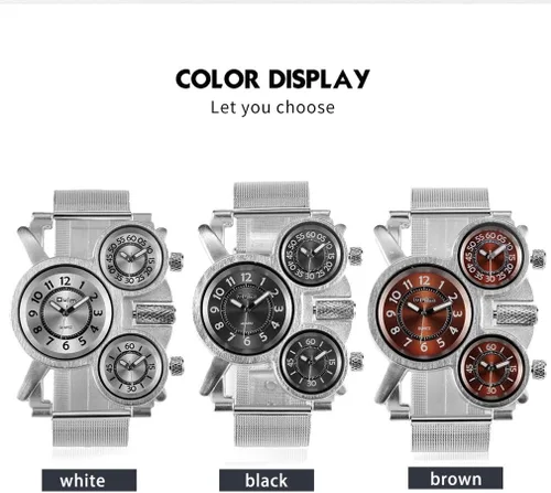 Vista 2 de Oulm Relojes militares con diseño de tres Movt y banda de acero inoxidable, Los militares miran. Correa de acero inoxidable
