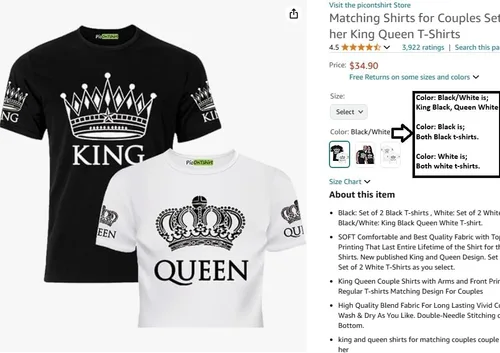 Vista 3 de Camisas a juego para parejas, juego de camisetas para él y ella, camisetas a juego para parejas, divertidas vacaciones, aniversario, regalo de boda