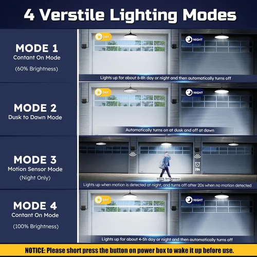 Vista 5 de Luces solares de cobertizo para interiores y exteriores, luz colgante con sensor de movimiento de 3200 lm disponible durante el día con control