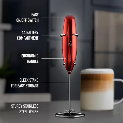 Vista 272 de Zulay Milk Boss Espumador de leche potente manual, hace espuma para latte, batidor para mezclar bebidas, café, miniespumador para capuchino, frappé