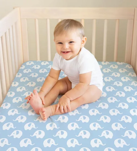 Vista 5 de Sábanas bajeras 100% de algodón orgánico para colchones estándar de cuna y niños pequeños, 28 x 52 pulgadas y hasta 6 pulgadas de grosor. Niños