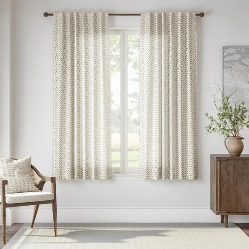 Vista 2 de jinchan Cortinas de lino bohemias para sala de estar, cortinas semitransparentes para dormitorio, 63 pulgadas de largo, cortinas de granja