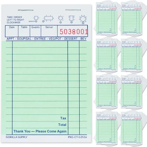 Vista 9 de [1000] Gorilla Supply - Mini libro de cheques de invitados de 3.4 x 5.04 pulgadas, bloc de notas de servidor para camarero y camarera, cheques
