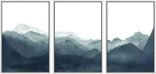 Vista 78 de SIGNWIN Lienzo enmarcado para pared, juego de arte tranquilo con reflejo de lago, acuarela, montaña y agua, ilustraciones modernas, arte abstracto