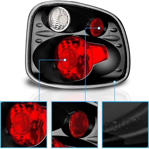 Vista 3 de AmeriLite para Ford F-150 Flareside 2001-2003, juego de luces traseras de repuesto Euro Black, lámpara de freno, par - lado del pasajero