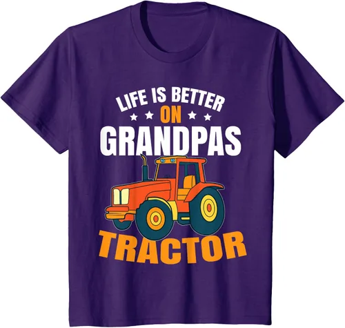 Vista 61 de Life Is Better On Grandpas Tractor Kids Farm Tractor Boy Camiseta, Negro