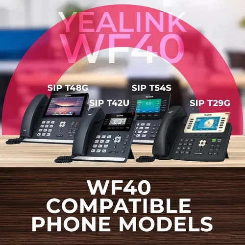 Vista 2 de Yealink - Adaptador WiFi WF40 Dongle USB para teléfonos VoIP modelos compatibles - T46U, T48U, T41S, T42S, T46S, T48S, T52S, T54S, T42U, T43U, T27G