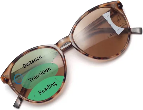 Vista 8 de Amorays Lentes de sol progresivos de lectura multienfoque para mujer, protección UV, parte superior multifocal, lectores solares trifocales