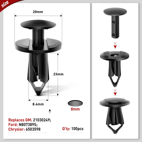 Vista 2 de Nilight 150 piezas de sujetadores de parachoques tipo empuje, clips de remache universales para automóviles y sujetadores para parachoques