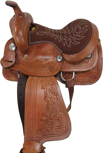 Vista 7 de Jóvenes Western Saddle Niños Trail Placer Caballo Barril Racing Herramientas Tack Set 10 12 13