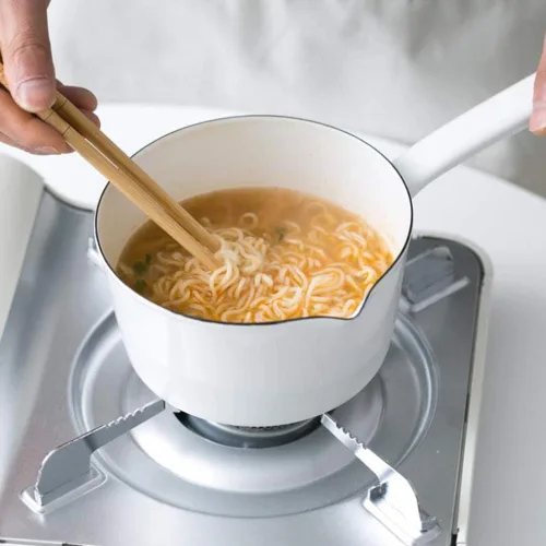 Vista 6 de Cacerola de 1.2L, sartén esmaltada para leche, calentador de mantequilla, olla de leche, fácil de cocinar y limpiar, olla antiadherente para hervir