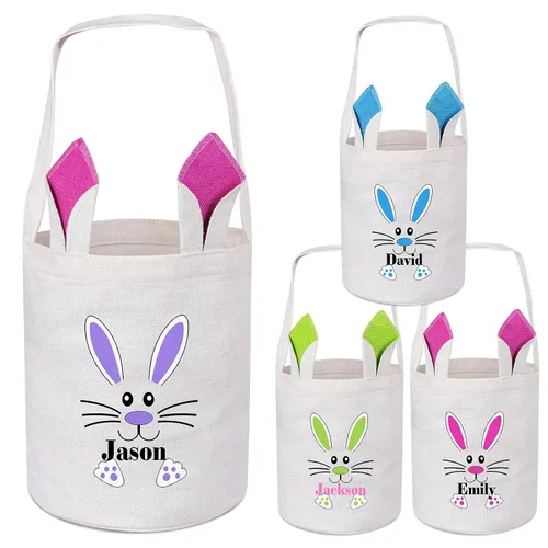 Vista 9 de Canasta de Pascua para niños, cesta de caza de huevos de Pascua, cesta de conejo de Pascua, regalos de Pascua, cesta de huevos de Pascua, cesta