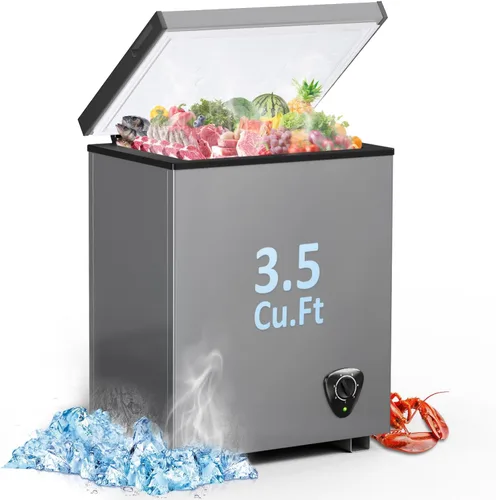 Vista 9 de LifePlus Congelador de 4,2 pies cúbicos - Congelador compacto profundo con enfriamiento rápido de 7 ajustes de temperatura, polea conveniente