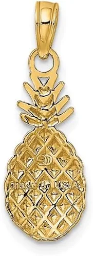 Vista 3 de IceCarats 14K Yellow Gold Hawaiian Pineapple Necklace Tropical Fruit Pendant Summer Beach Charm