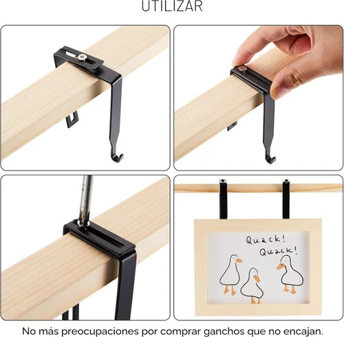 Vista 3 de Amylove 4 ganchos ajustables para cubículos, ganchos universales de metal para cubículos, para colgar puertas, ajustables para adaptarse a paneles