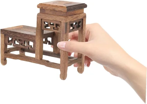 Vista 4 de DOITOOL Soporte de madera para plantas retro, soporte para macetas de jardín, para bonsái, base resistente para decoración del hogar, exhibiciones