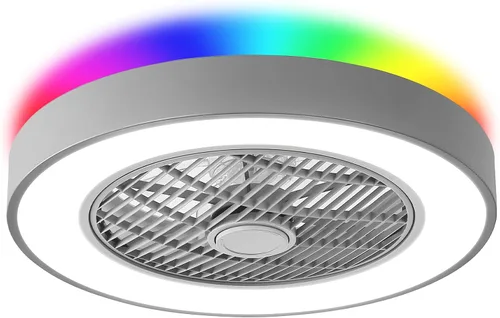 Vista 8 de LEDIARY Ventiladores de techo de perfil bajo de 20 pulgadas con luces, ventilador de techo sin aspas LED, ventilador de techo cerrado de montaje