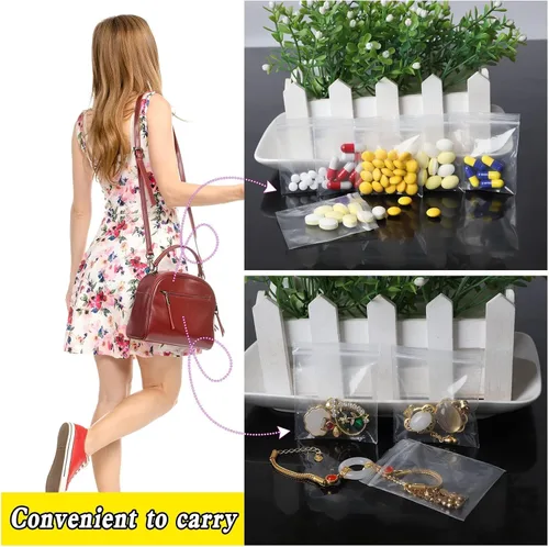 Vista 6 de Mini bolsas de plástico, 1000 unidades de 1.5 x 1.5 pulgadas, bolsas de almacenamiento reutilizables transparentes con cremallera para joyas