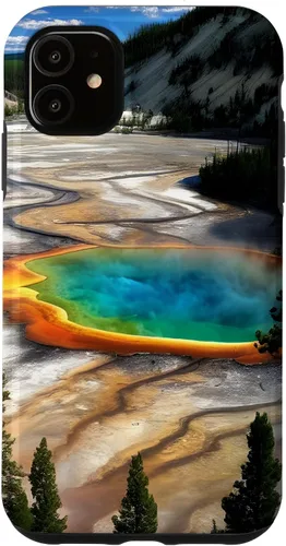 Vista 8 de Funda de vacaciones de verano para iPhone 16 Yellowstone National Park Rainbow geysers