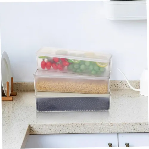 Vista 6 de 3 Pcs Transparent Fridge Organizers Food Storage Containers for Fruit Vegetable Bread Cheese Stackable PP Plastic Produce Saver Boxes with Airtight