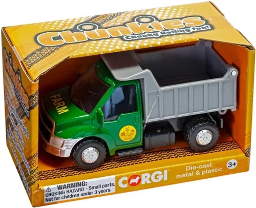 Vista 7 de Corgi Chunkies Farm - Camión todoterreno, tractor con garra y camión volquete, paquete triple de vehículos de juguete CHP10