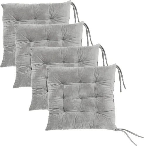 Vista 46 de Juego de 2 cojines para sillas de comedor con lazos, almohadilla antideslizante para silla de cocina para interior y tapete de asiento de comedor