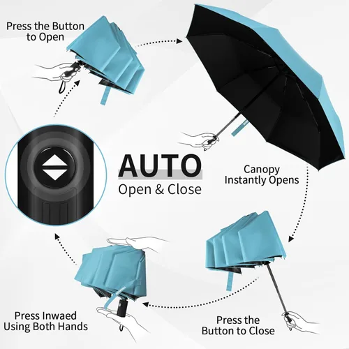 Vista 7 de Yoobure Mini paraguas pequeño con estuche ligero diseño compacto perfecto para viajes, ligero y portátil, sombrilla para sol y lluvia al aire libre