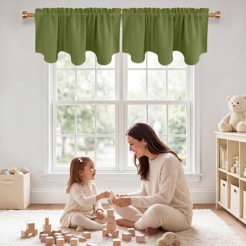 Vista 18 de NICETOWN Cenefa opaca para dormitorio festoneada con bolsillo para barra de 52 x 18 pulgadas, cortina de ventana para habitación de niñas/guardería