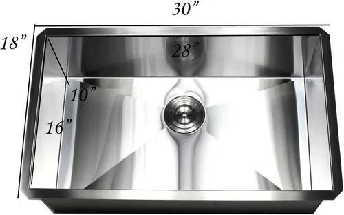 Vista 6 de Zero Radius - Fregadero de cocina de acero inoxidable de calibre 16 duradero de calibre 16 con colador de cesta elevable (30 pulgadas)