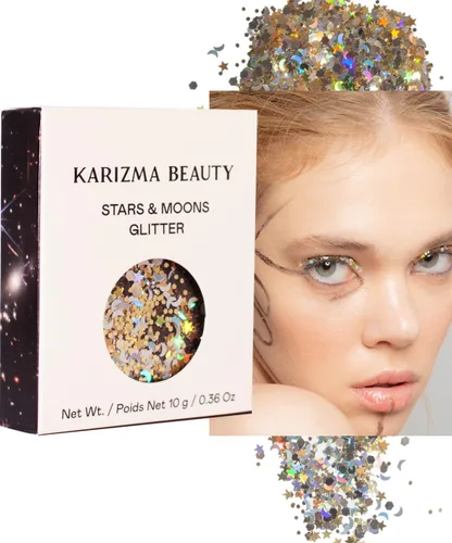 Vista 16 de KARIZMA 24K Gold Purpurina holográfica dorada Purpurina gruesa de 0.35 onzas para la cara, el cabello, los ojos y el cuerpo, para mujer. Purpurina