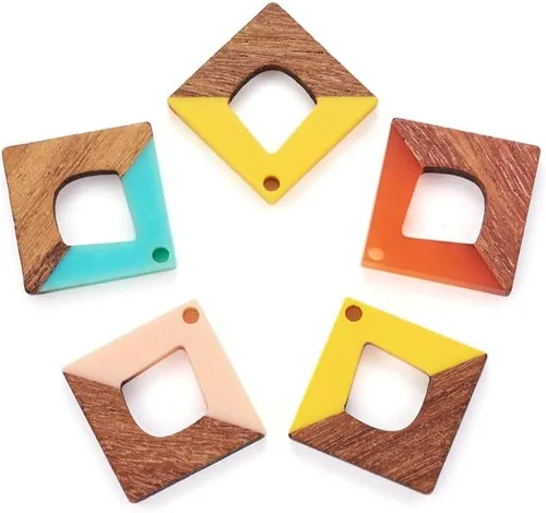 Vista 21 de Mega Pet Colgante de resina y madera de nogal para hacer joyas de bricolaje