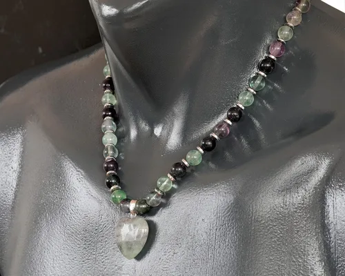 Vista 78 de Colgante de corazón de aventurina natural, Collar de cuentas de aventurina genuina, Collar de piedra verde, Collar de piedras preciosas, Cuentas