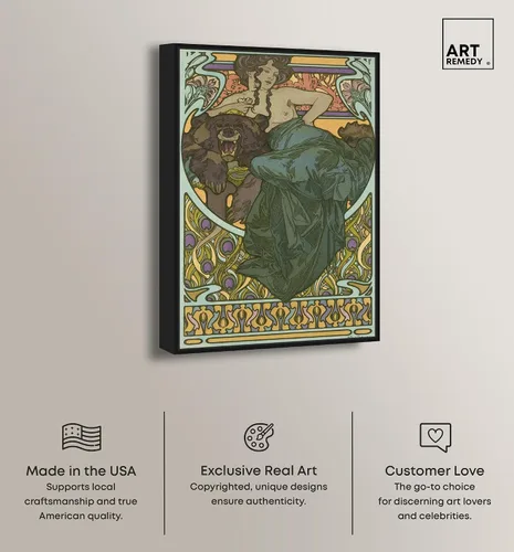 Vista 2 de Art Remedy Lady by Alphonse Mucha Canvas Nouveau Art Prints, Black Frame, 10" x 15