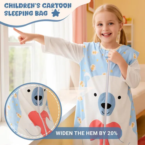 Vista 7 de MICHLEY - Saco de dormir para niños pequeños con pies, recién nacidos, bebés sin mangas, saco de dormir con cremallera de 2 vías, manta portátil Oso