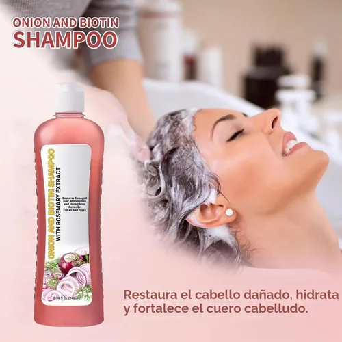 Vista 7 de Champú de cebolla y biotina con extracto de romero Concentrated Formula, Thicker Fuller-Looking Hair, Hydrates Strengthens , Sulfate-Free, For All