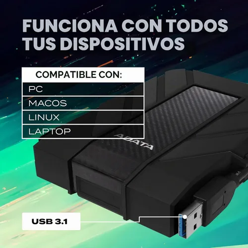 Vista 5 de ADATA HD710 Pro, disco duro externo, negro, 1 TB Negro (Black Pro)