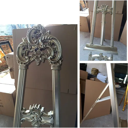 Vista 4 de Fuerte y duradero antiguo oro/plata/blanco 160CM trípode de pintura portátil artista caballete de plástico independiente para Dorado
