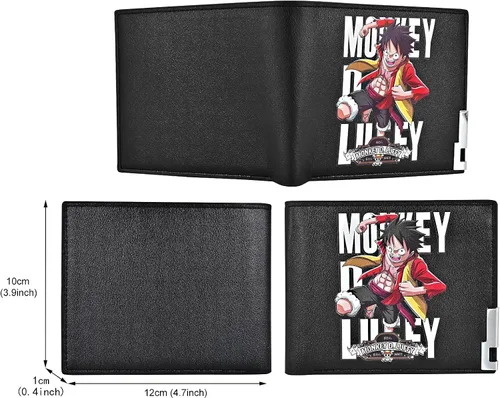 Vista 2 de Roffatide Carteras de una pieza de anime de cuero artificial, billetera de doble pliegue, billetera multiusos, Una pieza a, Casual
