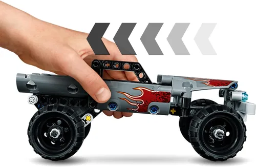 Vista 6 de Technic Camión de juguete Getaway, motor de tracción, modelo de camión monstruos, juguetes de vehículos para niños