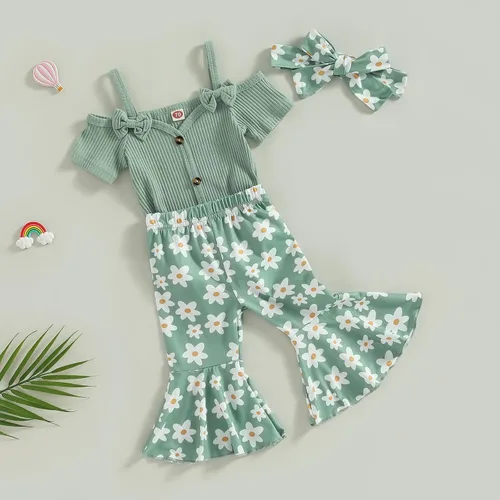 Vista 59 de Sejardin Ropa de verano para bebé y niña, recién nacida, manga corta, con letras, mameluco elástico con diadema