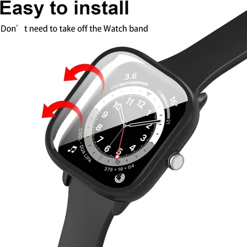 Vista 6 de Protector de pantalla para Amazfit GTS 4 Mini Smartwatch, paquete de 2 protectores de policarbonato duro, carcasa completa, accesorios para GTS 4