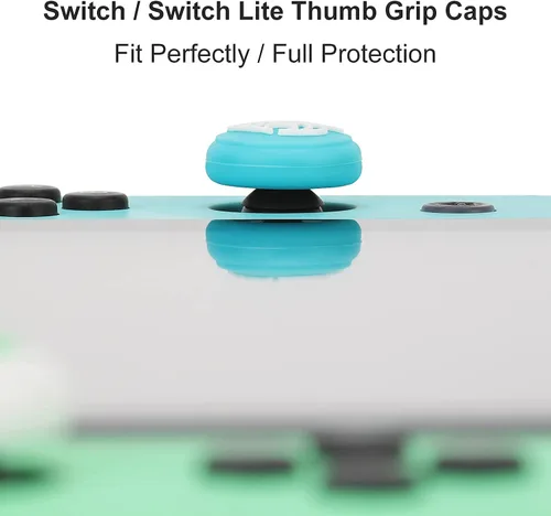 Vista 5 de Tscope Lindas tapas de agarre para el pulgar para Nintendo SwitchLiteOLED para Animal Crossing Kawaii Leaf Joystick Analog Soft Silicone Button