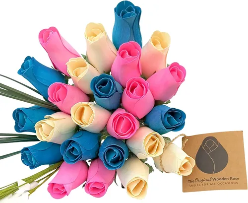 Vista 24 de Ramos originales de rosas de madera en 1, 2, o 3 docenas, Madera de abedul, 1 Docena