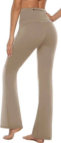 Vista 5 de AFITNE - Pantalones de yoga con corte de bota con bolsillos para mujer de talle alto pantalones de yoga para entrenamiento con control de abdomen