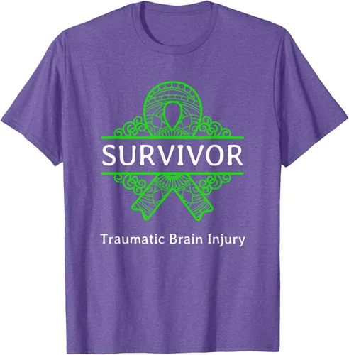 Vista 10 de Camiseta de concientización traumática con cinta verde para supervivientes de lesiones cerebrales, Negro, S